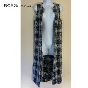 BCBGeneration Long Sweater Vest XXS Buttonless 41" drop shoulder to hem
